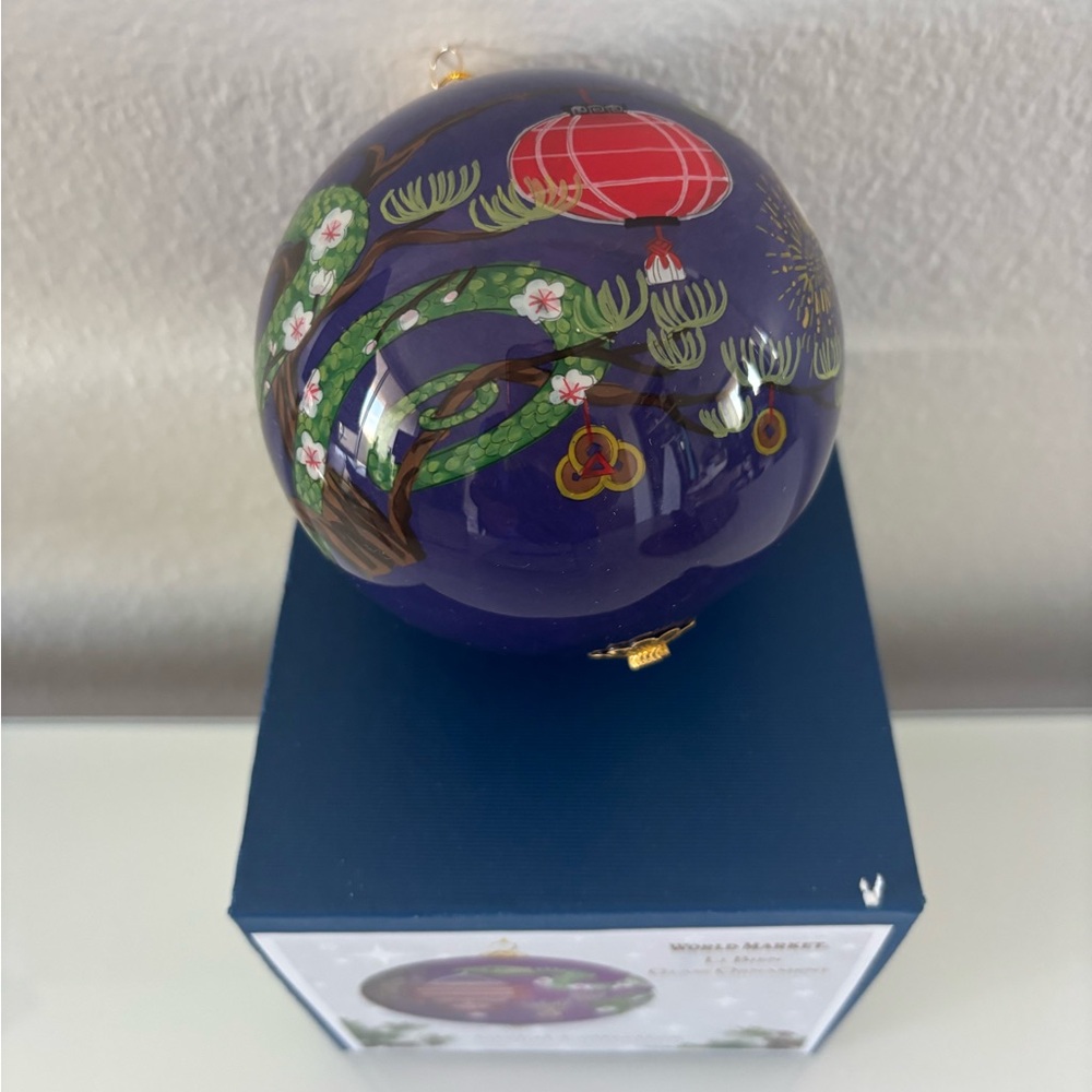 World Market Li Bien 2025 Purple Year of the Snake Ball Christmas Glass Ornament